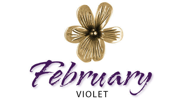 february birth flower jewelry. violet jewelry and charms