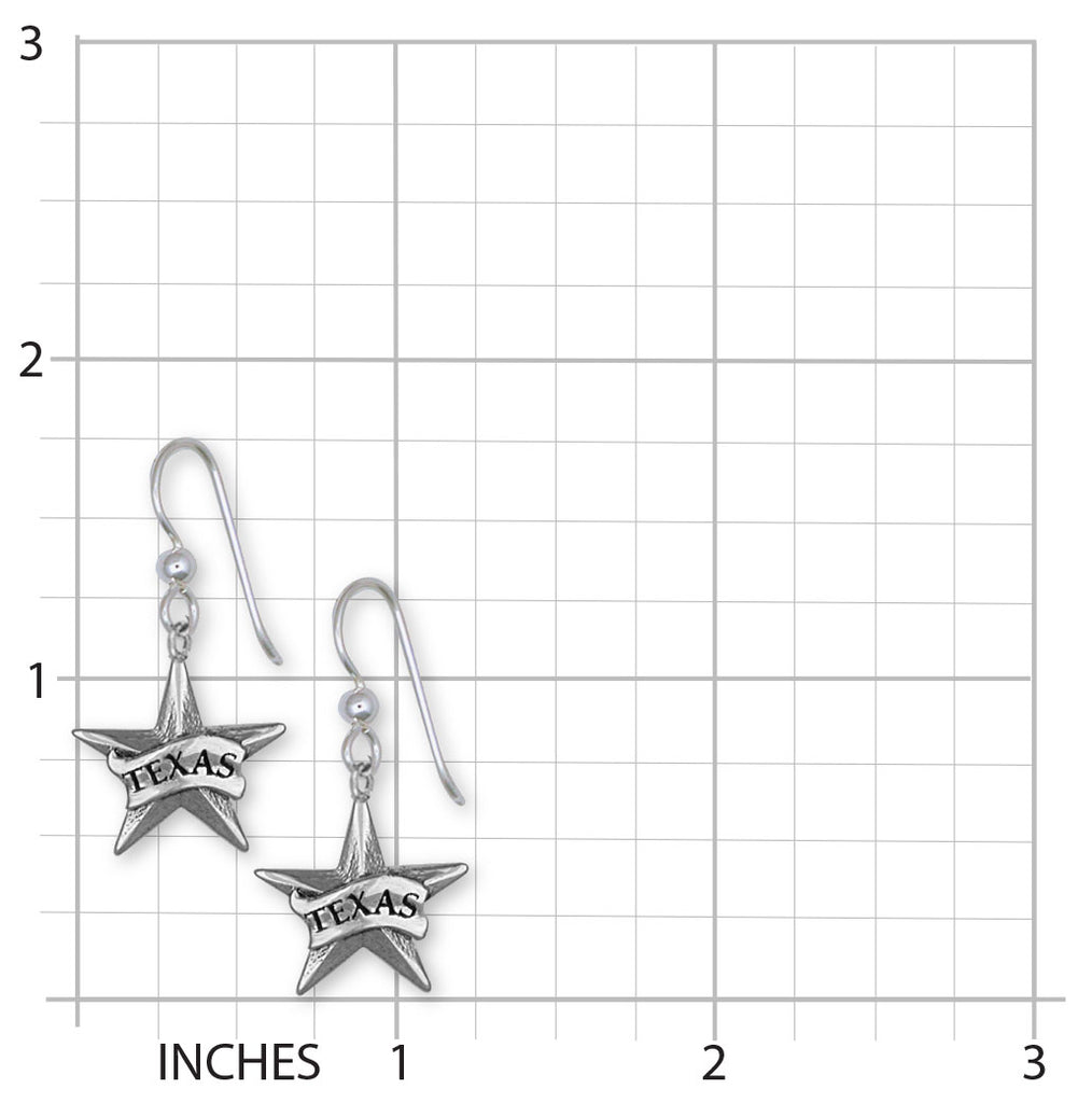 Texas Star Earrings Sterling Silver Handmade Texas Star Jewelry  1011-FW