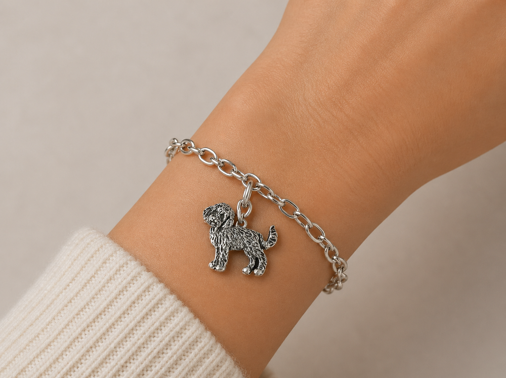 Labradoodle Charm Jewelry Sterling Silver Handmade Dog Charm LGDL1-C