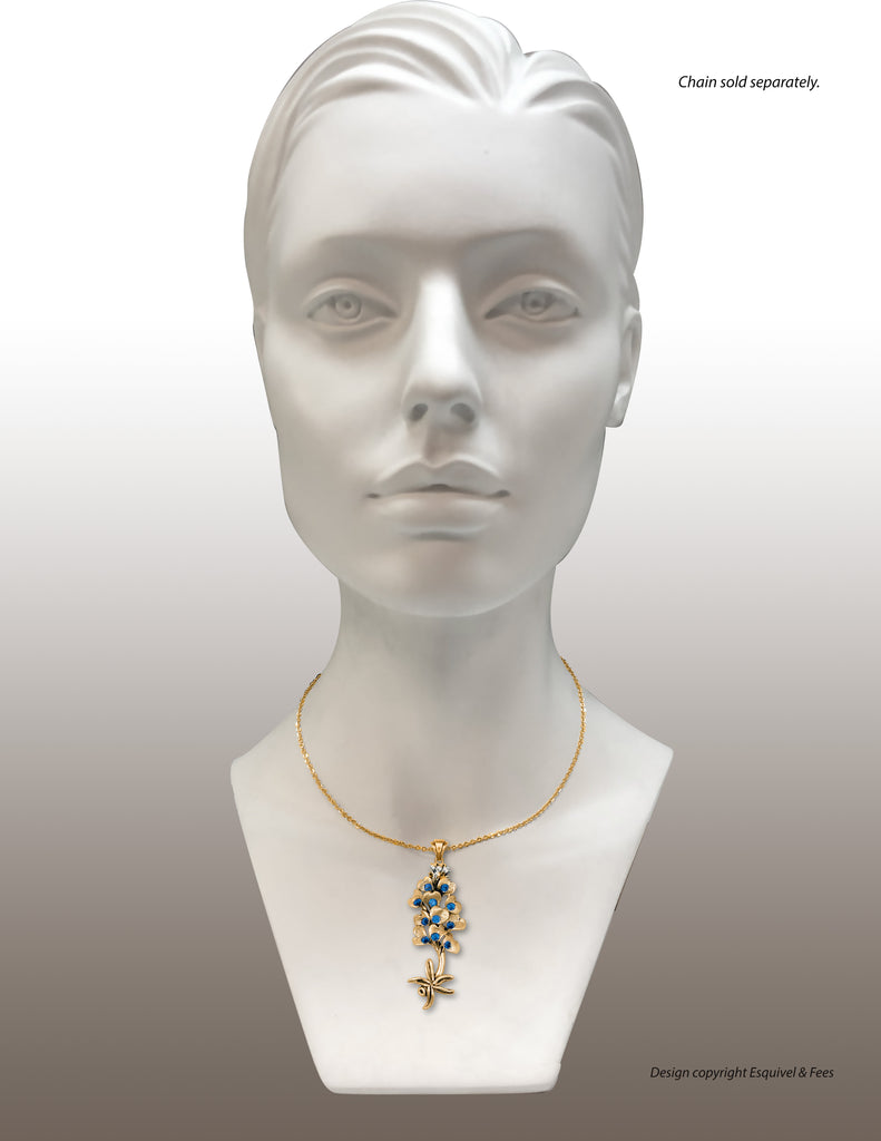 Bluebonnet Pendant Jewelry 14k Gold Handmade Texas Wildflower Pendant BB7-PG