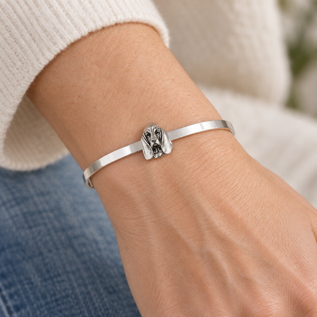 Basset Hound Bracelet Jewelry Sterling Silver Handmade Dog Bracelet BAS3-CB