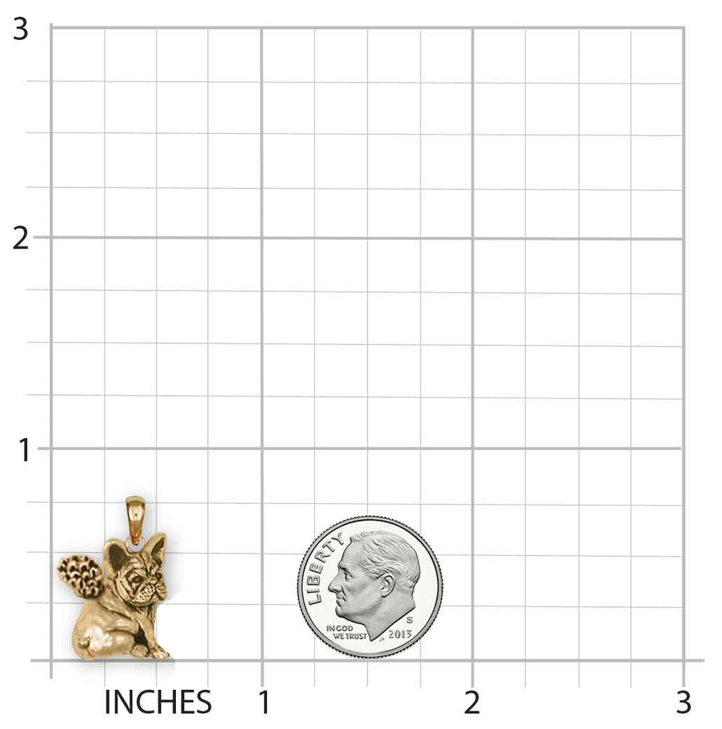 French Bulldog Angel Pendant 14k Yellow Gold Vermeil Dog Jewelry FR21A-PVM