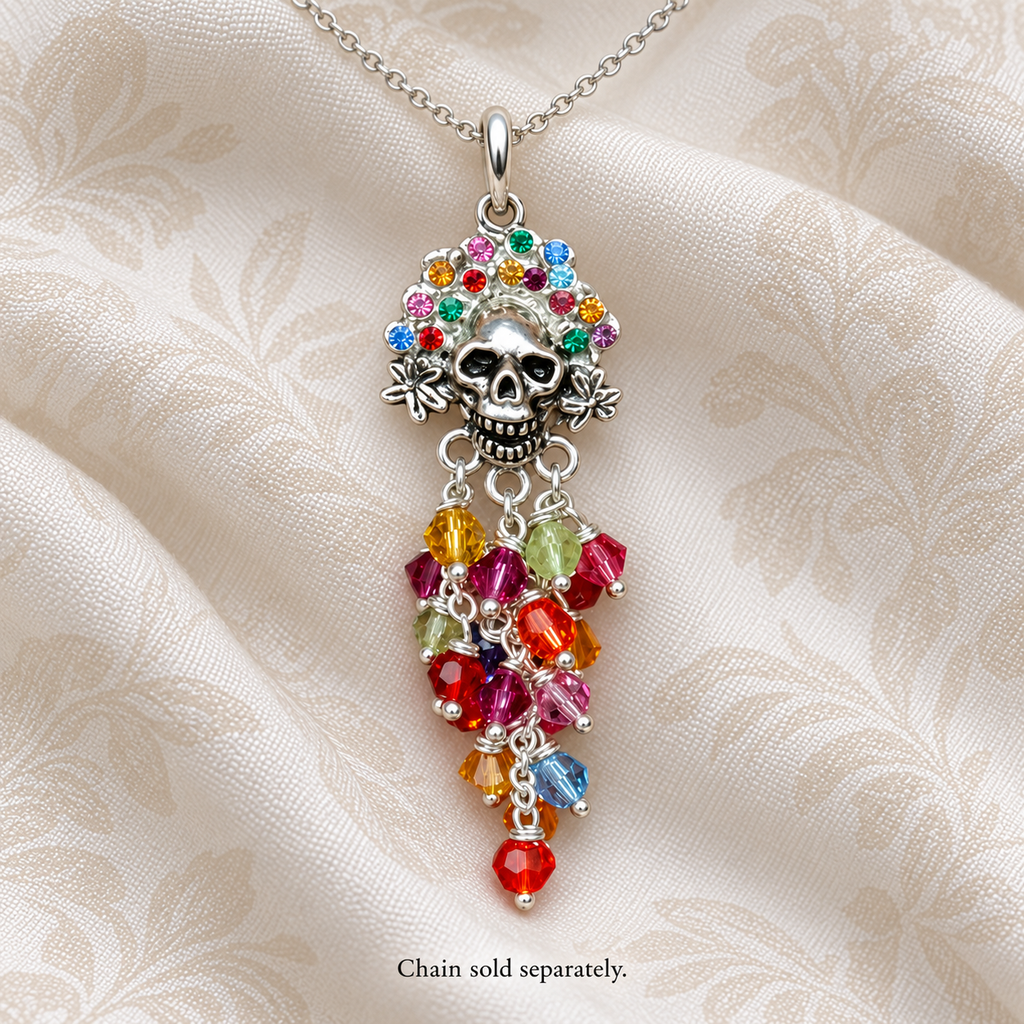 Day Of The Dead Pendant Sterling Silver Handmade Dia De Los Muertos Skull Jewelry  DOD4-P