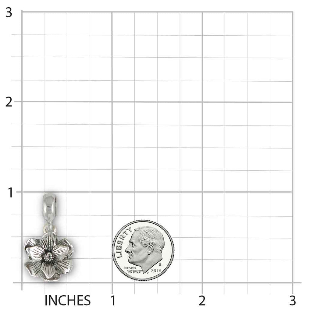 Magnolia Charm Slide Jewelry Sterling Silver Handmade Flower Charm Slide MG4-PNS