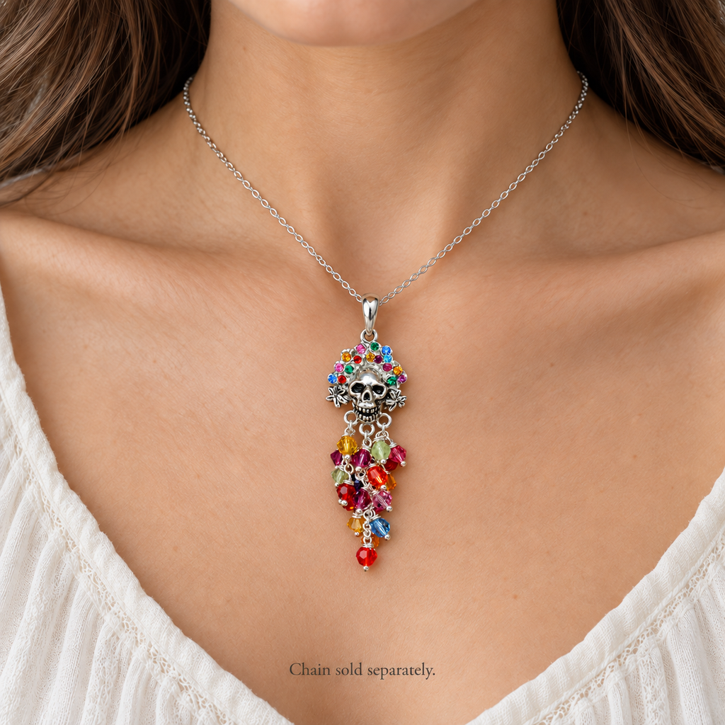 Day Of The Dead Pendant Sterling Silver Handmade Dia De Los Muertos Skull Jewelry  DOD4-P