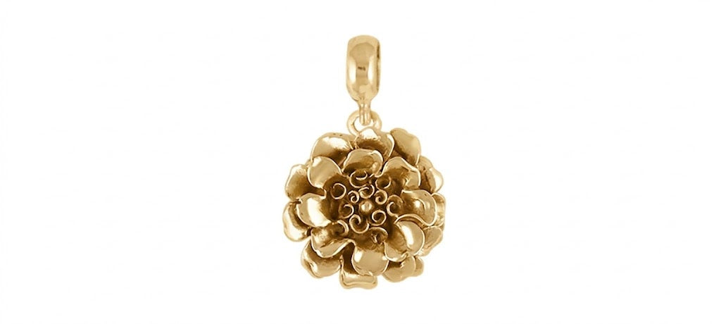 Marigold Slide Charm Jewelry 14k Gold Handmade Flower Pendant MRG2-PNSG