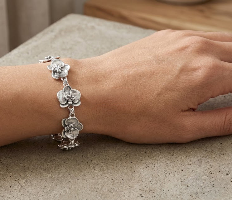 Orchid Jewelry Sterling Silver Orchid Bracelet Handmade Flower Jewelry OR2-BR