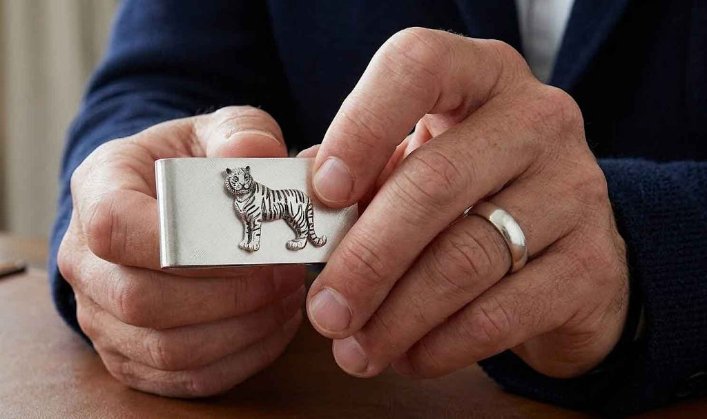 Tiger Jewelry Sterling Silver And Stainless Steel Handmade Tiger Money Clip  TIG1-MC