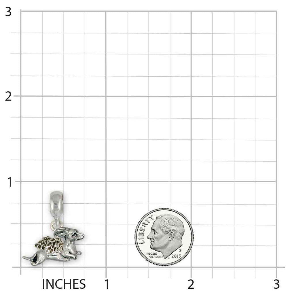 Dachshund Angel Charm Slide Jewelry Sterling Silver Handmade Dog Charm Slide DA13-APNS