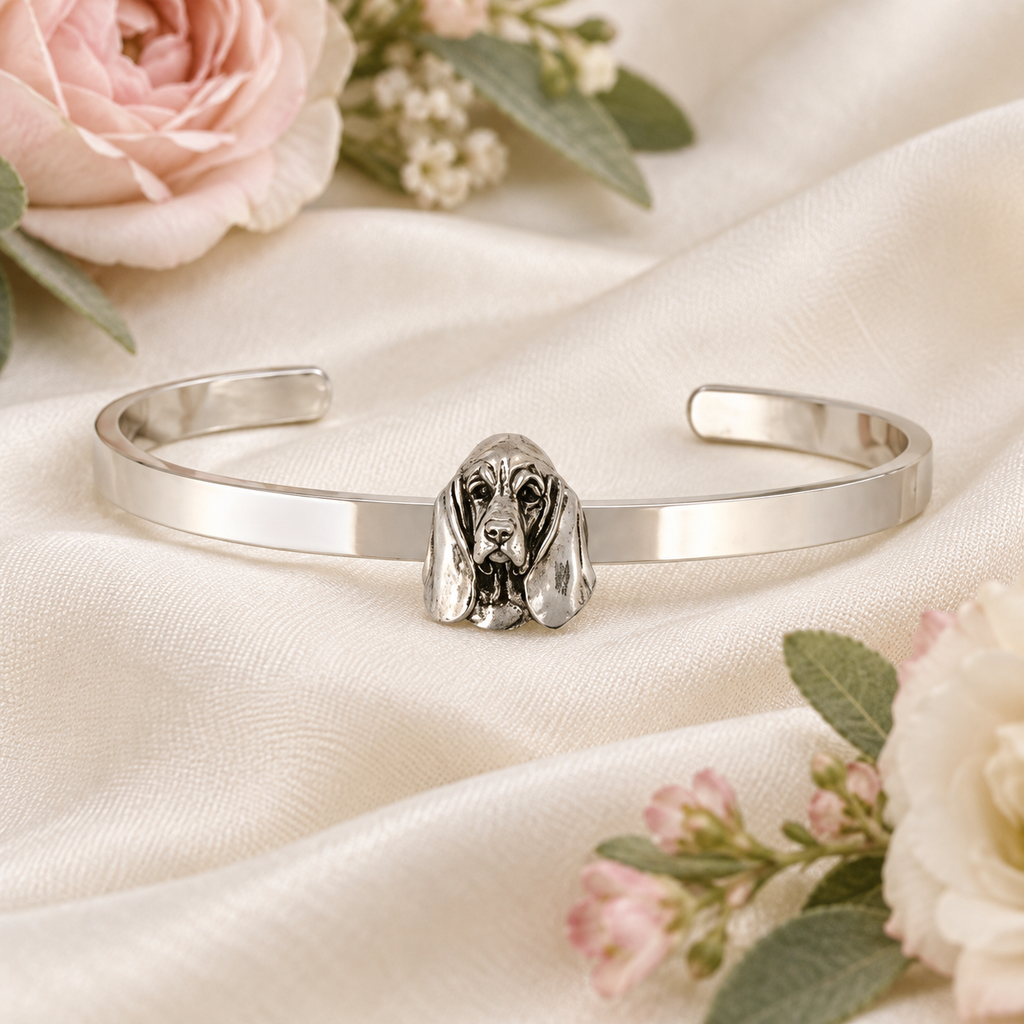 Basset Hound Bracelet Jewelry Sterling Silver Handmade Dog Bracelet BAS3-CB