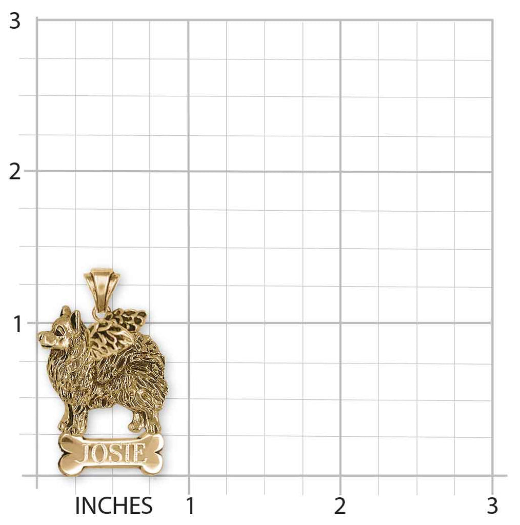 American Eskimo Angel Personalized Pendant 14k Gold Vermeil Handmade American Spitz Jewelry  AE1-ANPVM