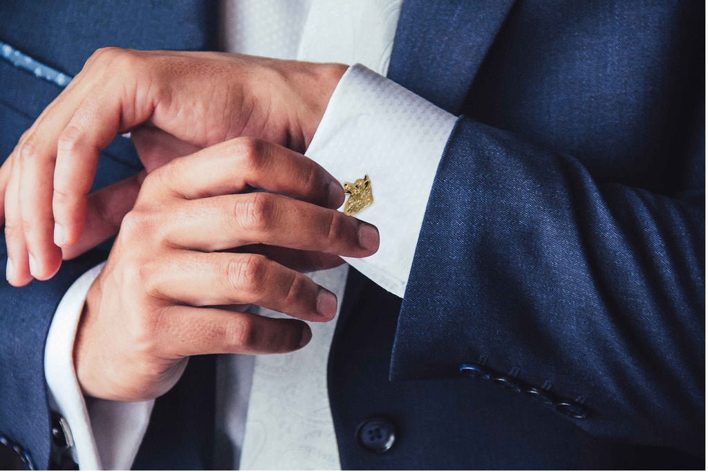 Akita Cufflinks 14k Gold Vermeil Handmade Akita Jewelry  AK1-CLVM