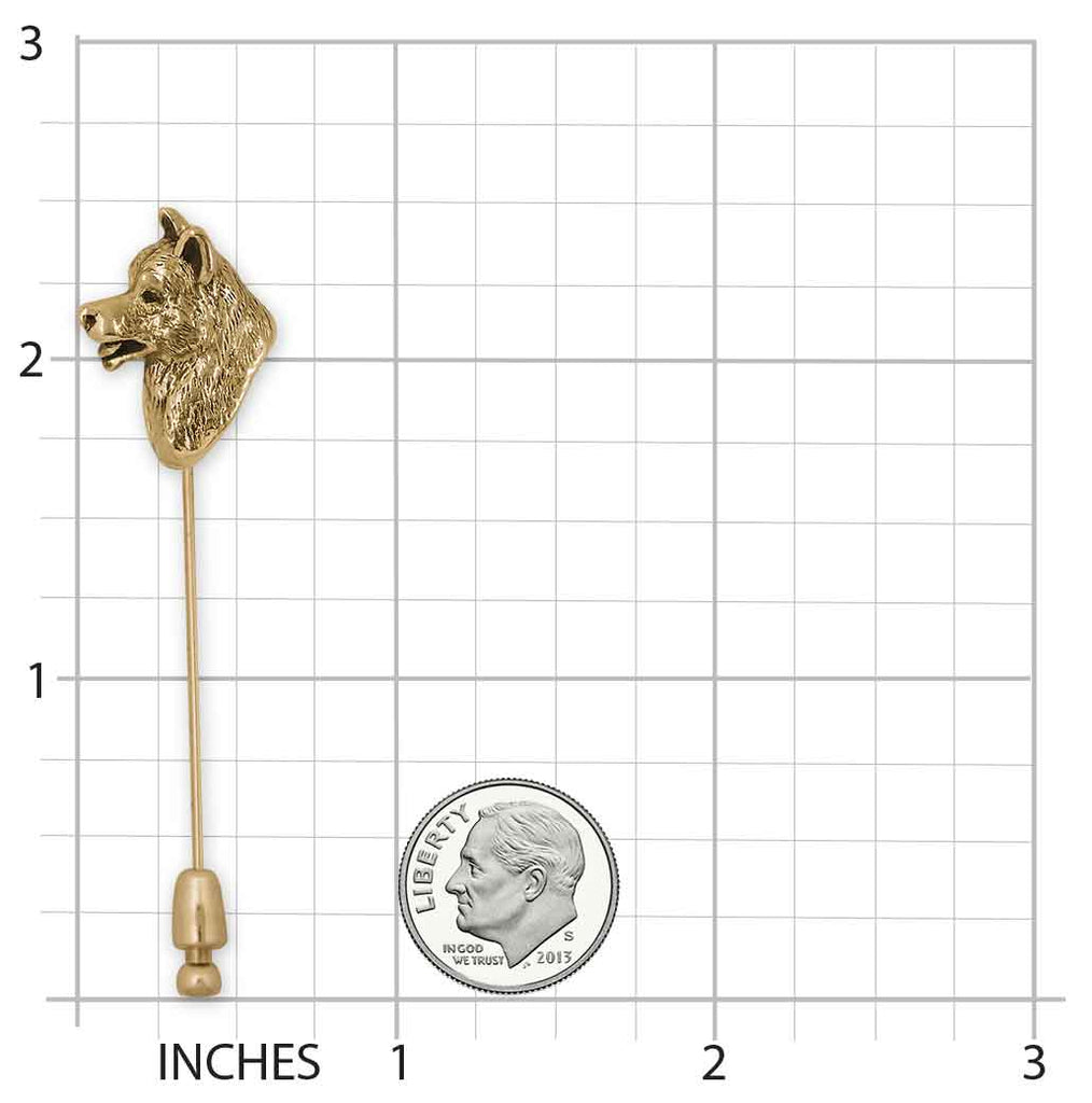 Akita Brooch Pin 14k Gold Vermeil Handmade Akita Jewelry  AK1-STPVM
