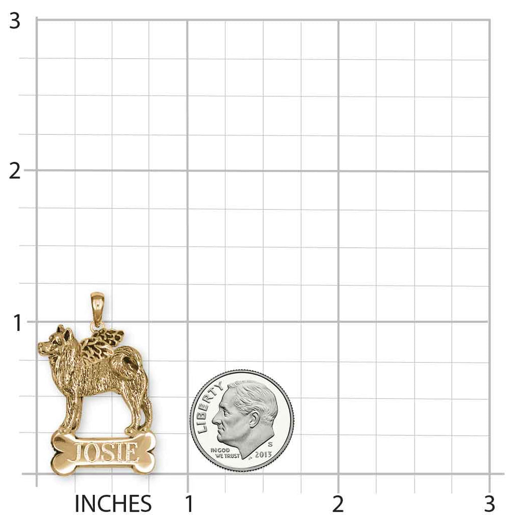 Akita Angel Personalized Pendant 14k Gold Vermeil Handmade Akita Jewelry  AK2-ANPVM