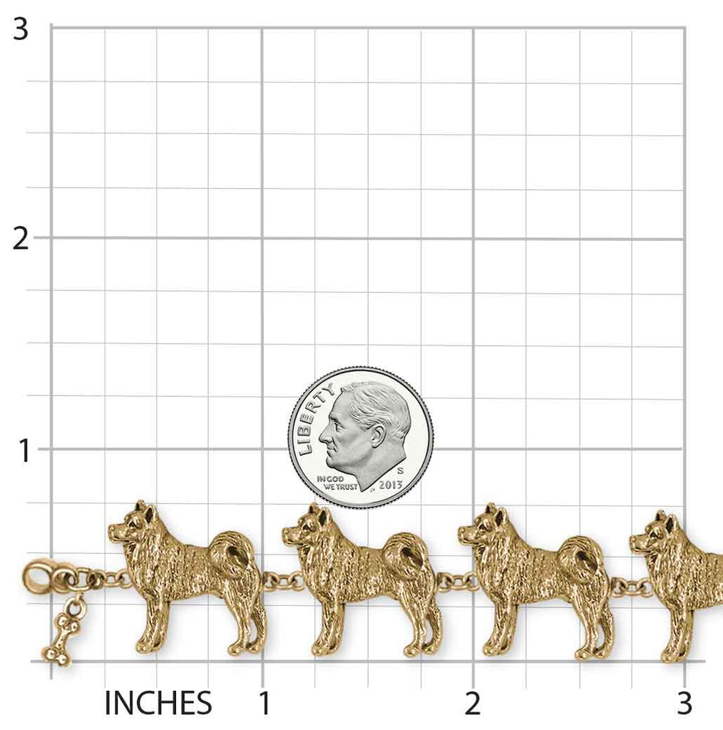 Akita Bracelet 14k Gold Vermeil Handmade Akita Jewelry  AK2-BRVM