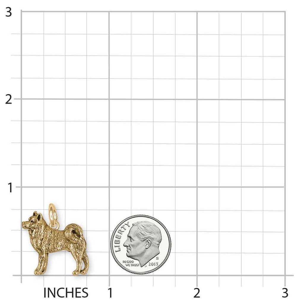 Akita Charm 14k Yellow Gold Handmade Akita Jewelry  AK2-CG