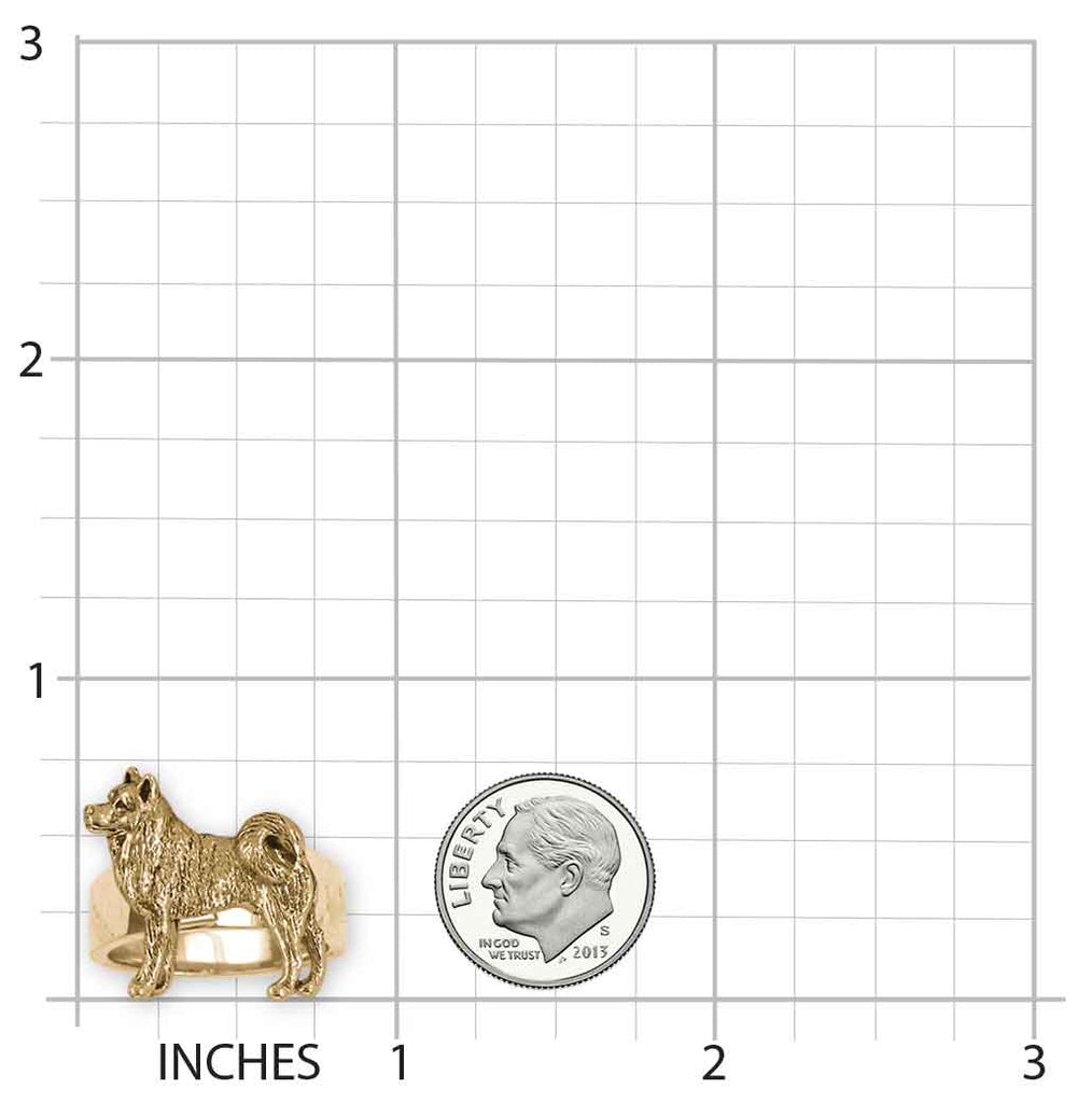 Akita Ring 14k Yellow Gold Handmade Akita Jewelry  AK2-MRG