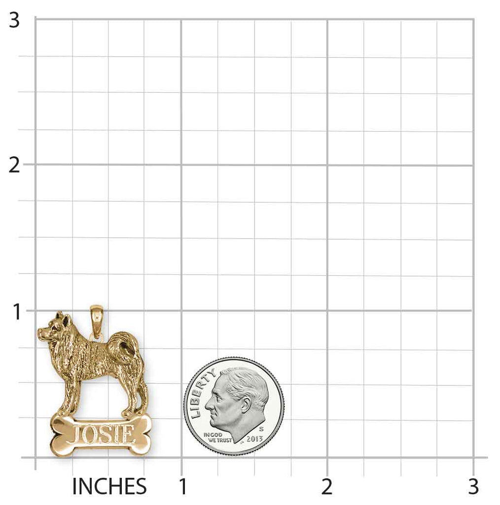 Akita Personalized Pendant 14k Gold Vermeil Handmade Akita Jewelry  AK2-NPVM