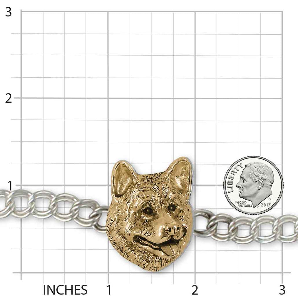 Akita Bracelet 14k White And Yellow Gold Vermeil Handmade Akita Jewelry  AK3-BRVM