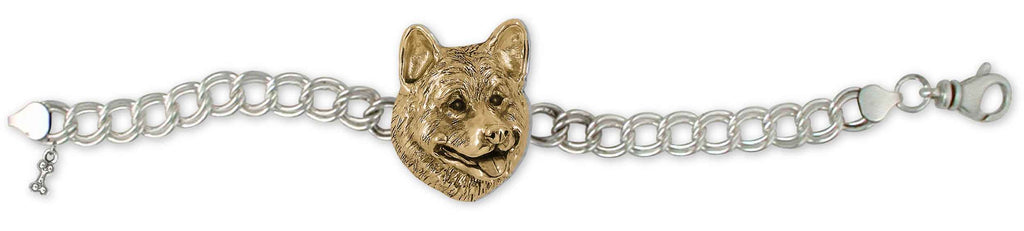 Akita Charms Akita Bracelet 14k White And Yellow Gold Vermeil Akita Jewelry Akita jewelry