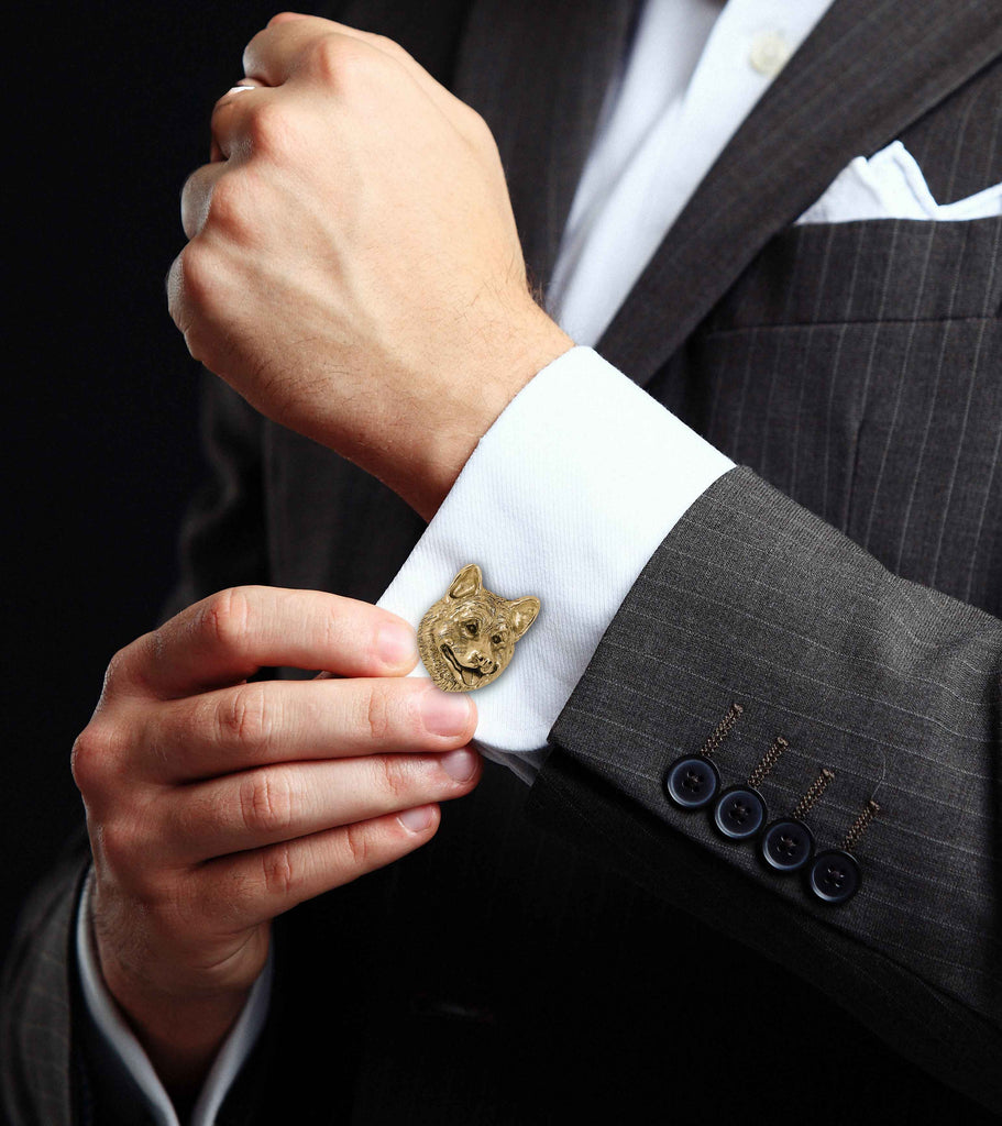 Akita Cufflinks 14k Gold Vermeil Handmade Akita Jewelry  AK3-CLVM