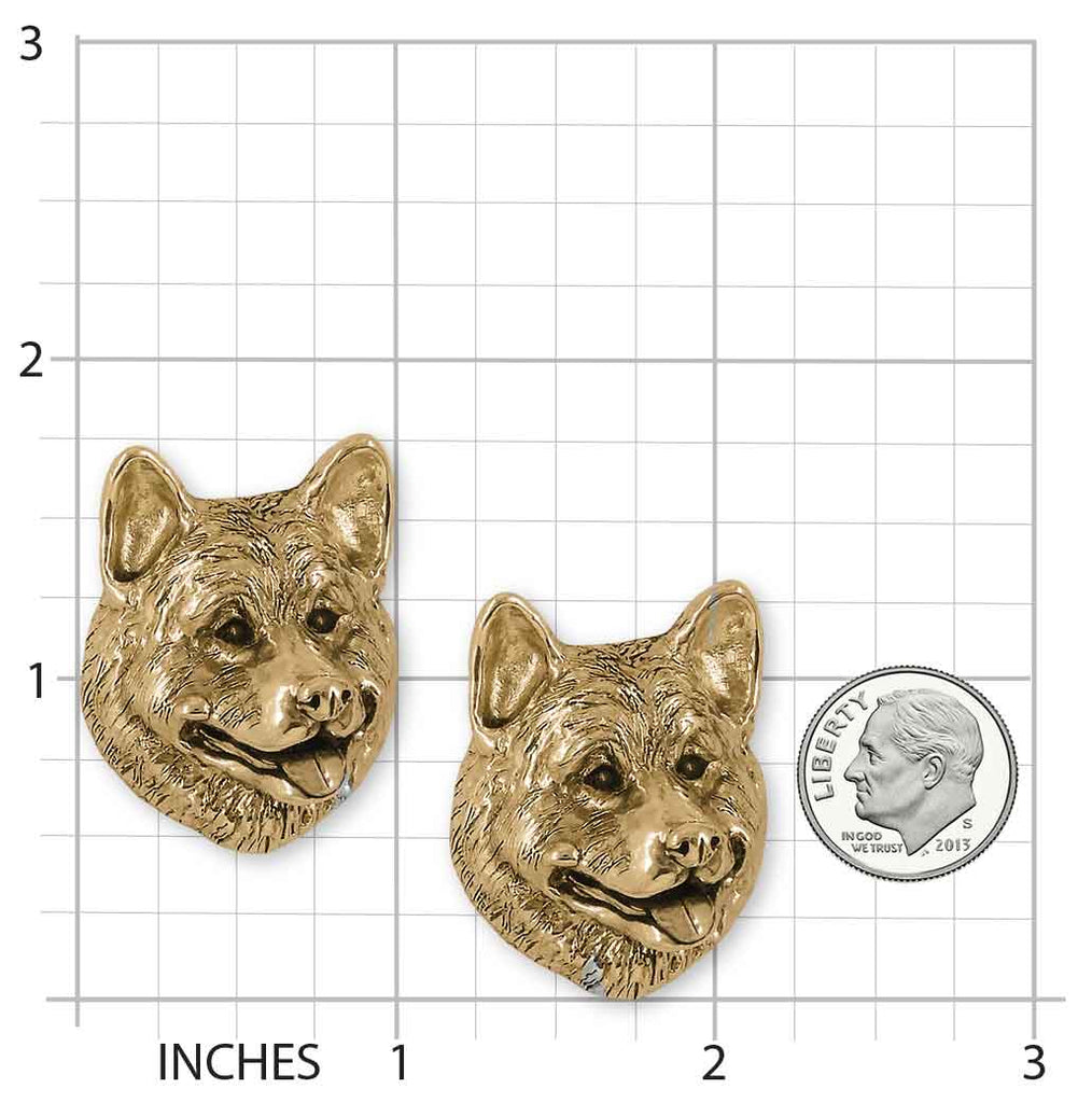 Akita Cufflinks 14k Gold Vermeil Handmade Akita Jewelry  AK3-CLVM