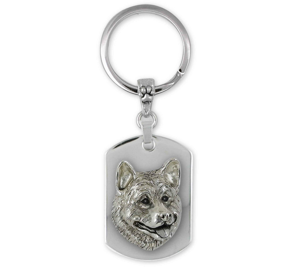 Akita Charms Akita Key Ring Sterling Silver And Stainless Steel Akita Jewelry Akita jewelry