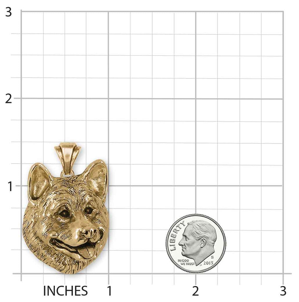 Akita Pendant 14k Yellow Gold Handmade Akita Jewelry  AK3-PG