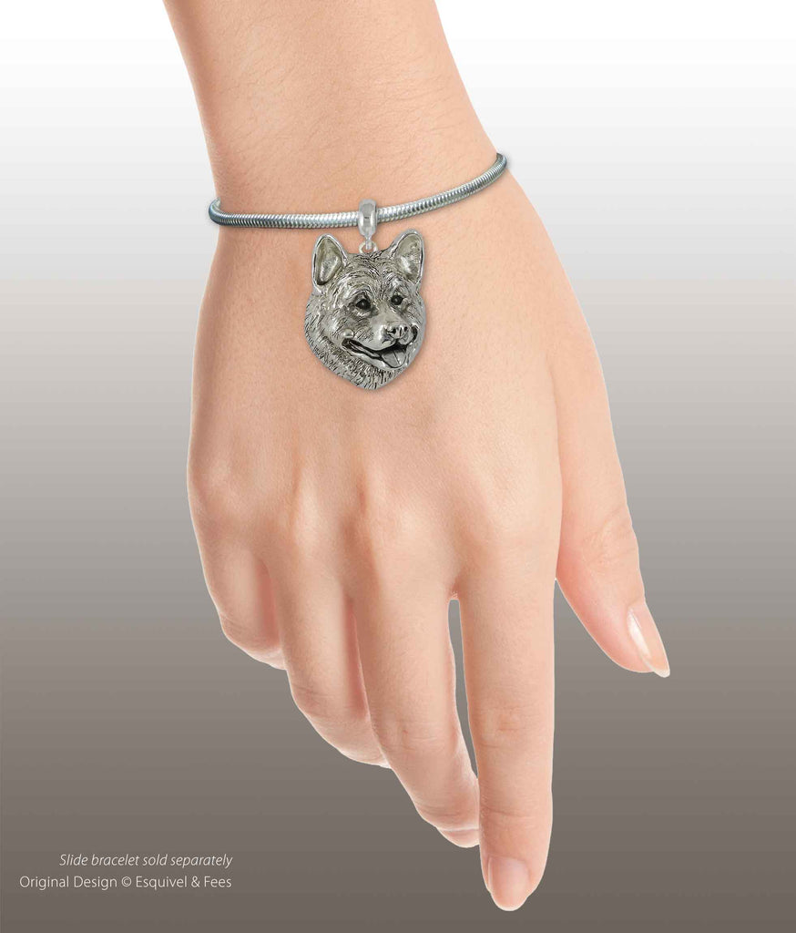 Akita Pandora Charm Slide Sterling Silver Handmade Akita Jewelry This Charm Will Fit A Pandora® Slide Bracelet AK3-PNS
