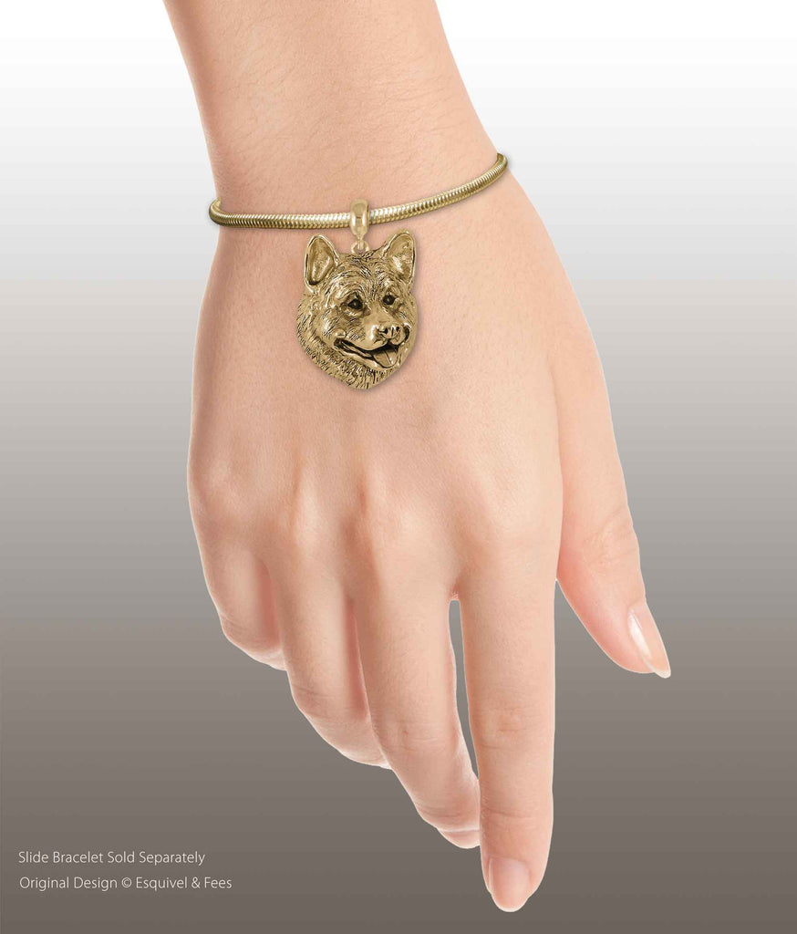 Akita Pandora Charm Slide 14k Gold Vermeil Handmade Akita Jewelry This Charm Will Fit A Pandora® Slide Bracelet AK3-PNSVM