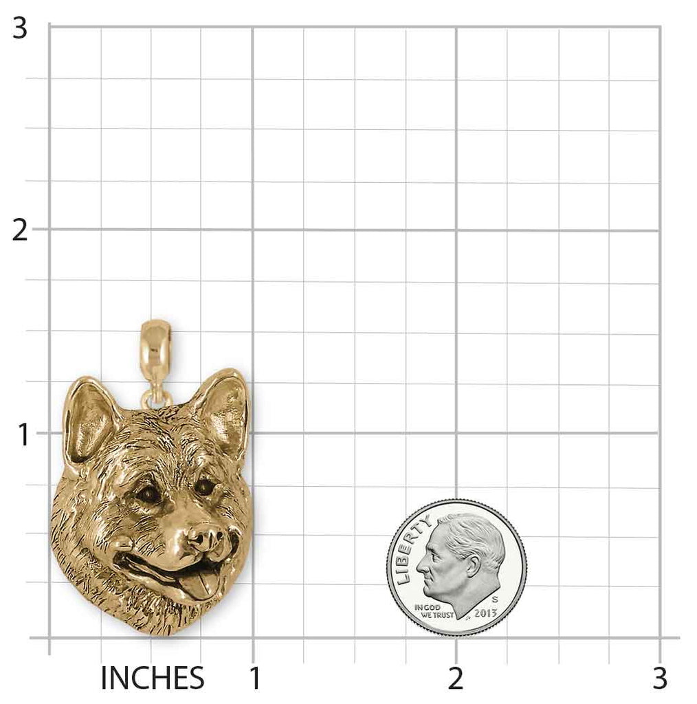 Akita Pandora Charm Slide 14k Gold Vermeil Handmade Akita Jewelry This Charm Will Fit A Pandora® Slide Bracelet AK3-PNSVM