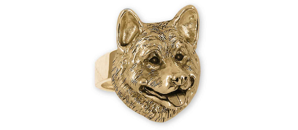 Akita Charms Akita Ring 14k Yellow Gold Akita Jewelry Akita jewelry