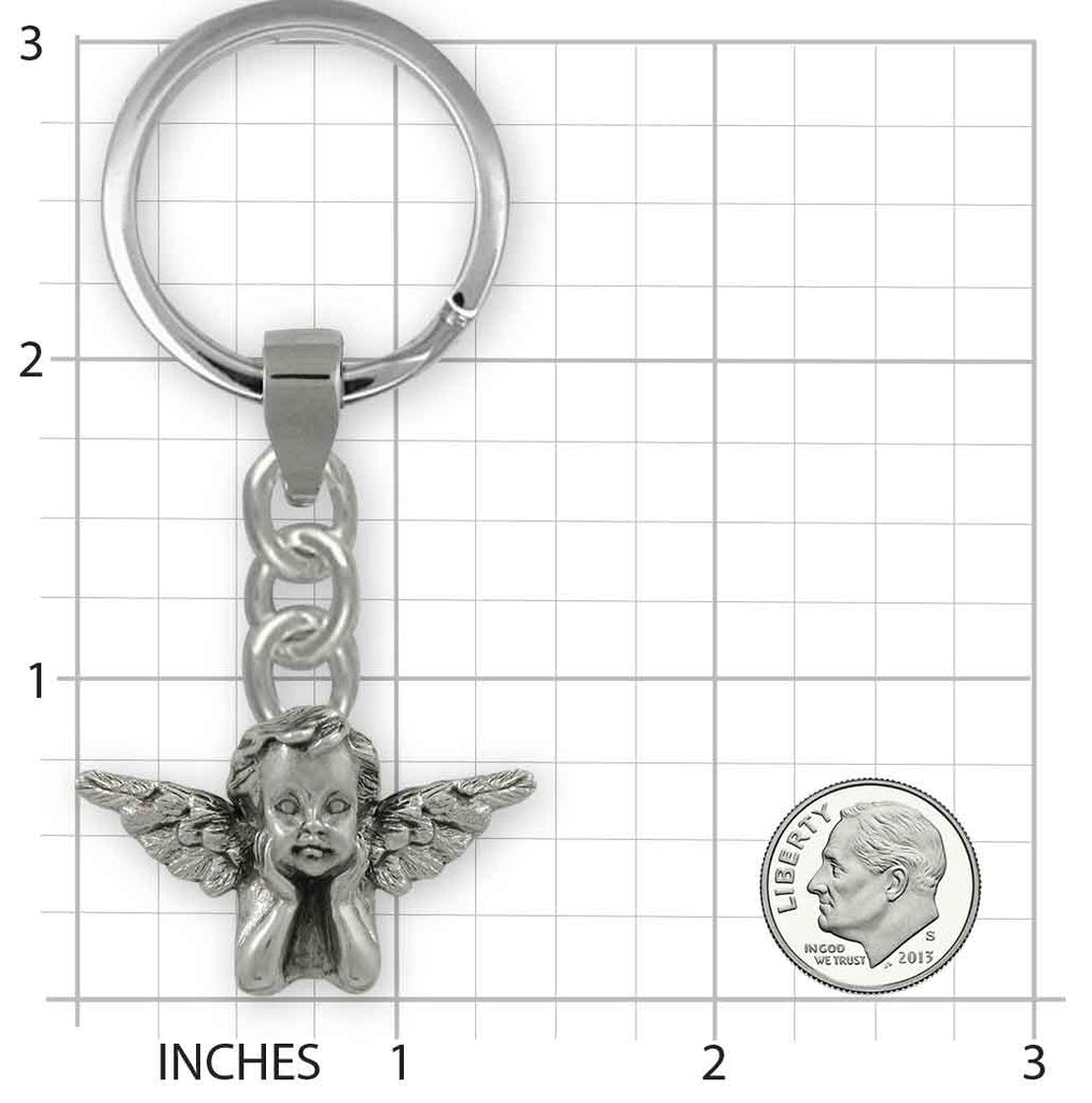 Angel Key Ring Sterling Silver Handmade Cherub Jewelry  ANG1-KR