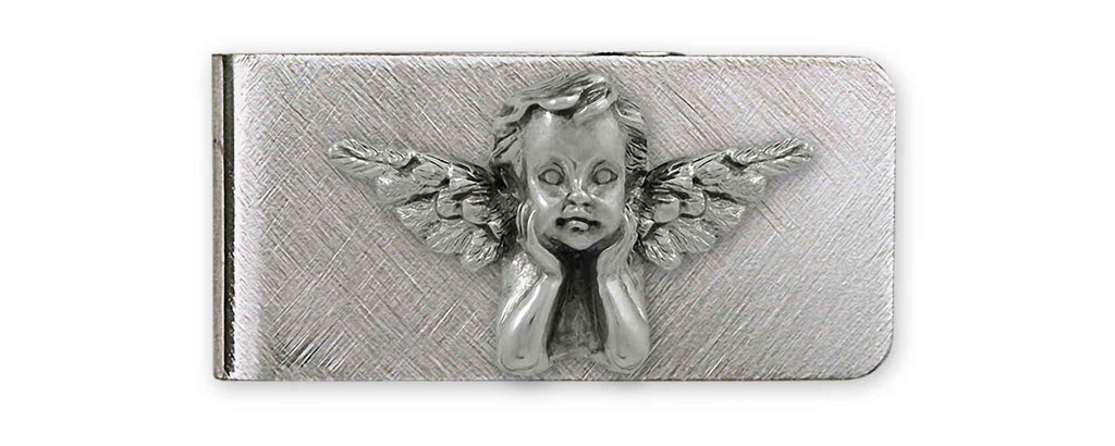 Angel Charms Angel Money Clip Sterling Silver And Stainless Steel Cherub Jewelry Angel jewelry
