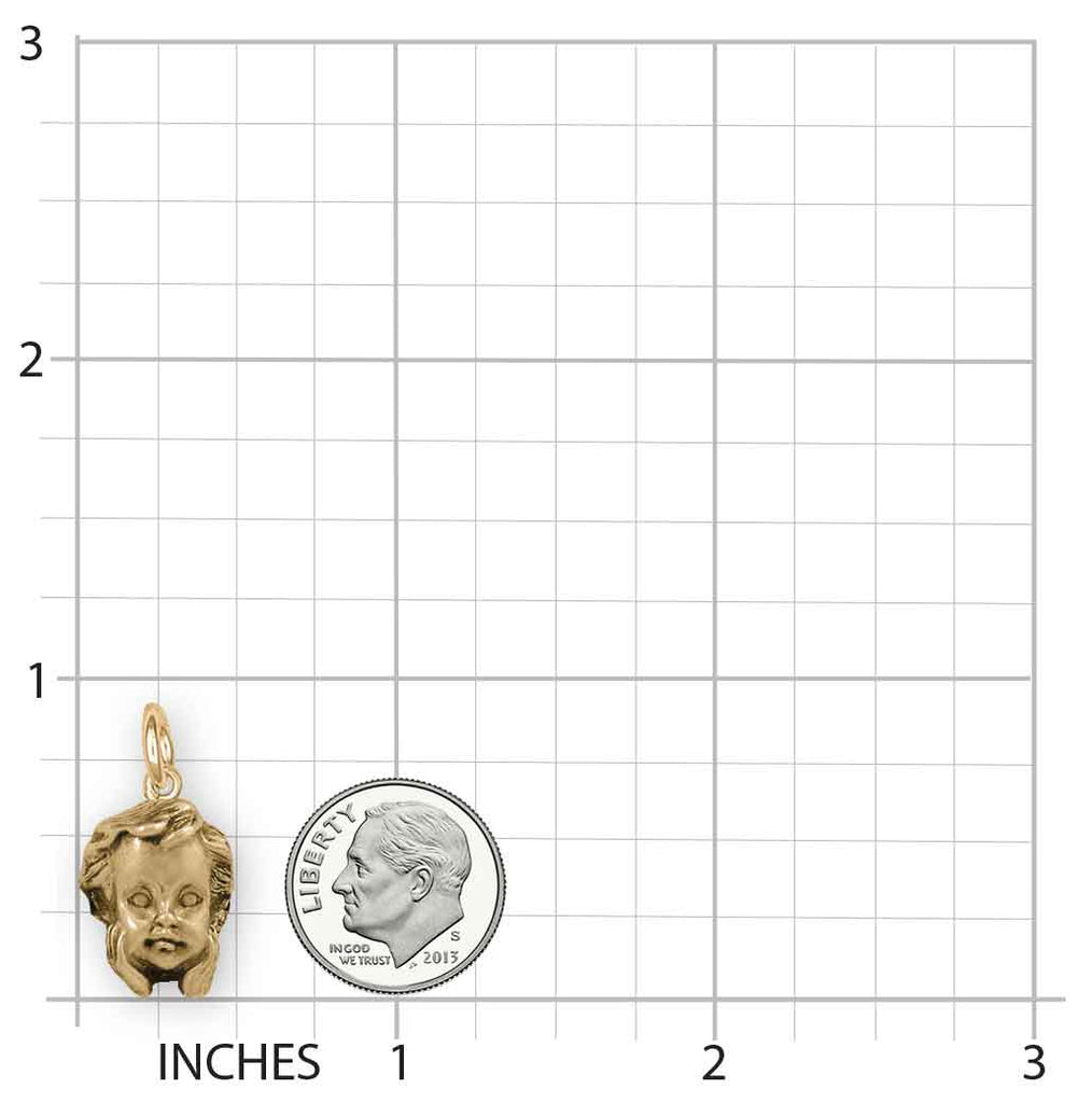 Angel Charm 14k Yellow Gold Handmade Cherub Jewelry  ANG1H-CVM