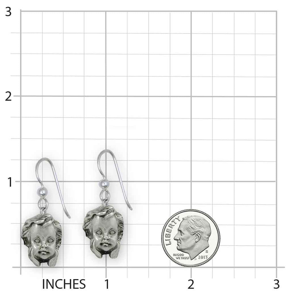 Angel Earrings Sterling Silver Handmade Cherub Jewelry  ANG1H-E