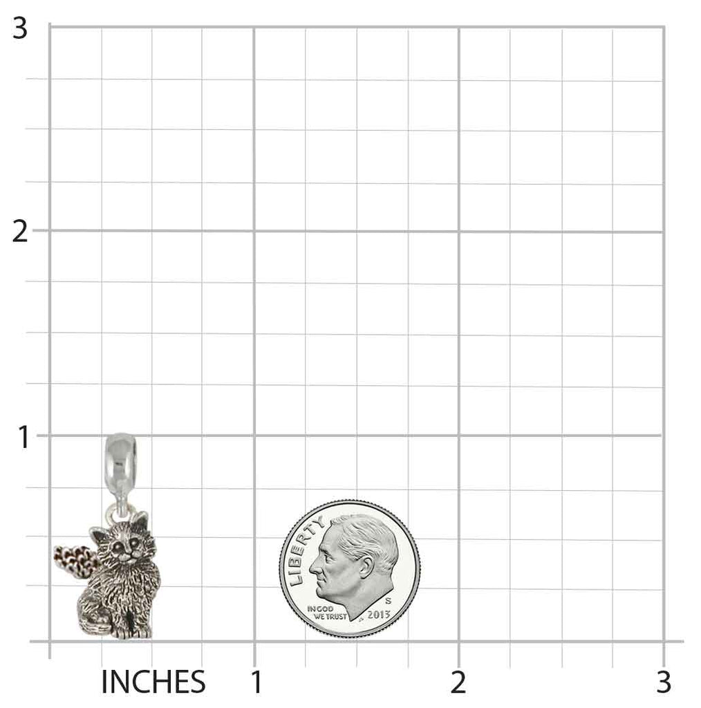 Maine Coon Angel Charm Slide Jewelry Sterling Silver Handmade Cat Charm Slide MN8-APNS