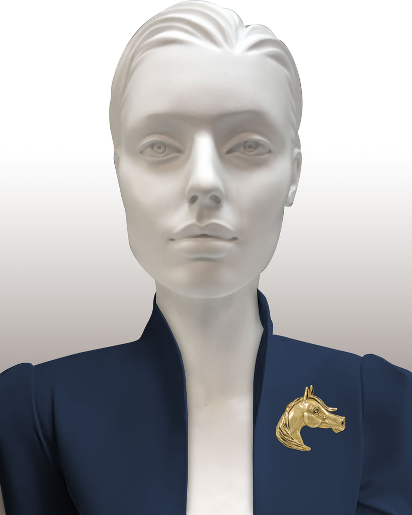 Arabian Horse Brooch Pin 14k Gold Vermeil Handmade Arabian Horse Jewelry  ARB1-BRVM