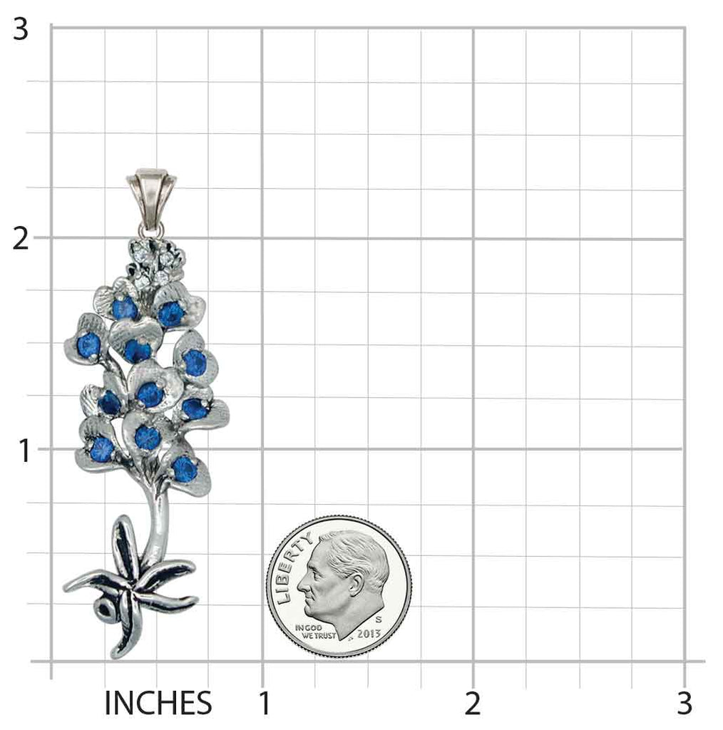 Bluebonnet Pendant Jewelry Sterling Silver Handmade Texas Wildflower Pendant BB7-P