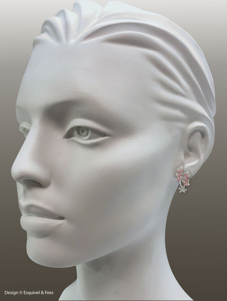 Pink Bluebonnet Earrings Sterling Silver Handmade Pink Bluebonnet Jewelry  BBDP-E