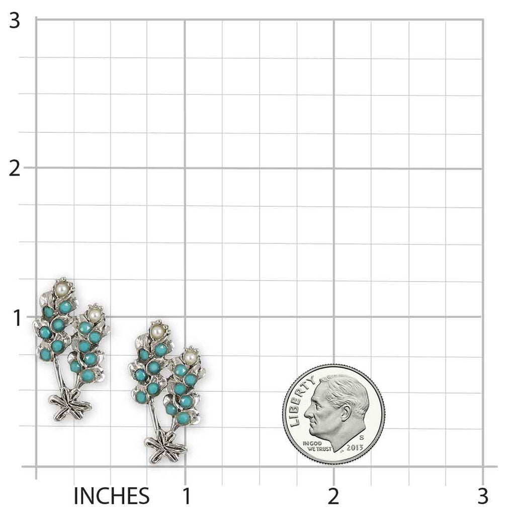 Bluebonnet Earrings Sterling Silver Handmade Turquoise Bluebonnet Jewelry  BBDT-E