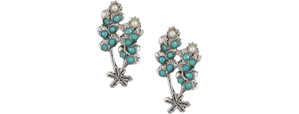 Bluebonnet Earrings Sterling Silver Handmade Turquoise Bluebonnet Jewelry  BBDT-E