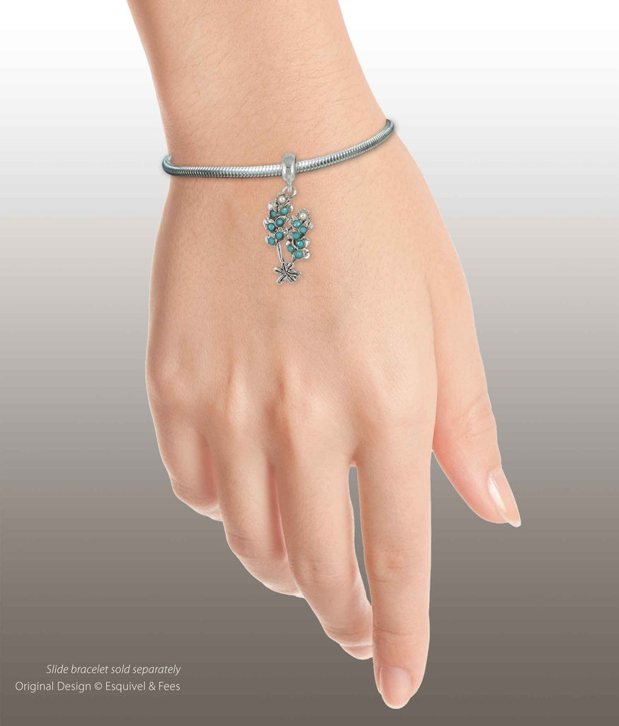 Bluebonnet Charm Slide Sterling Silver Handmade Turquoise Bluebonnet Jewelry This Charm Will Fit A Pandora® Slide Bracelet BBDT-PNS