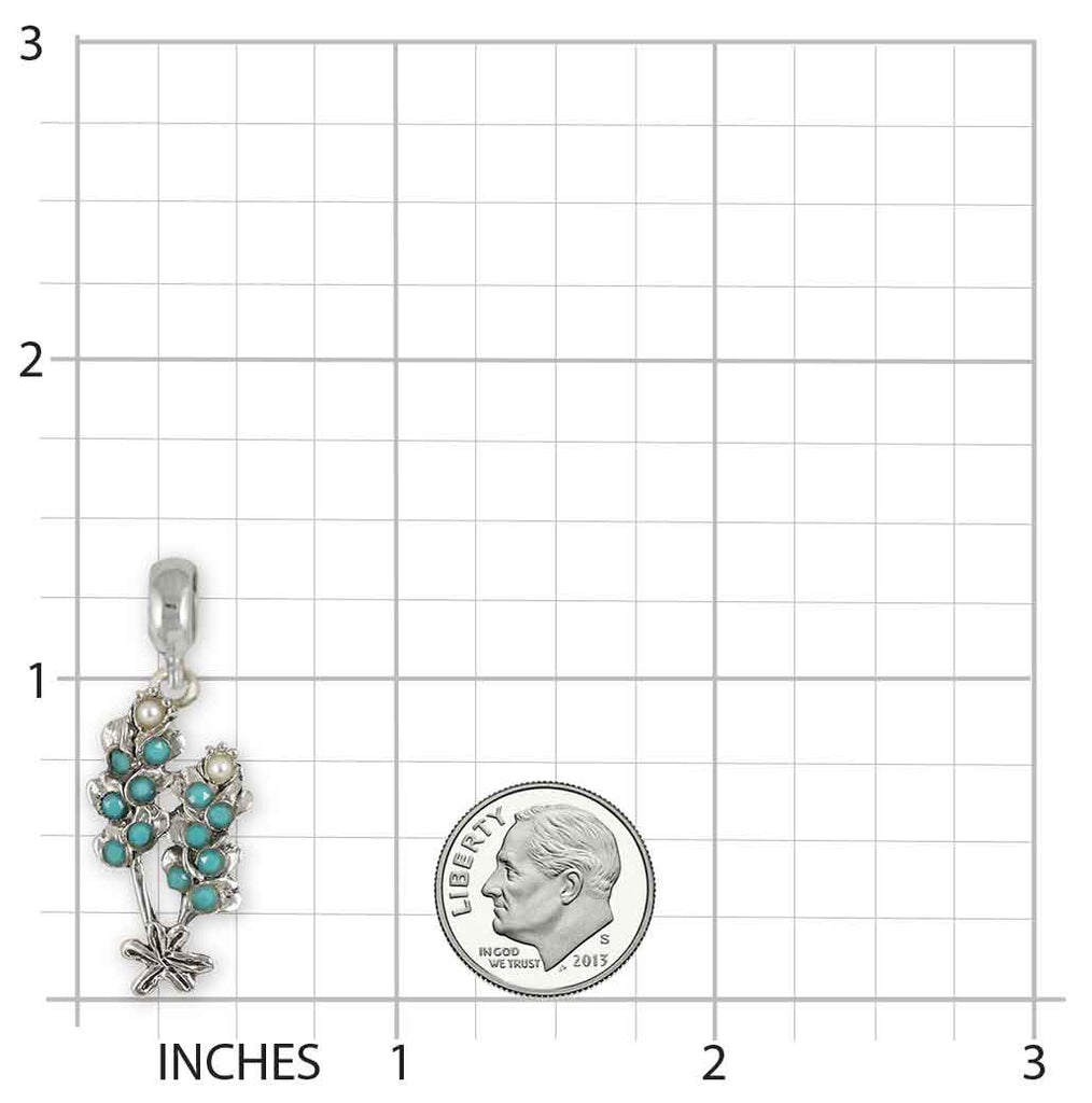 Bluebonnet Charm Slide Sterling Silver Handmade Turquoise Bluebonnet Jewelry This Charm Will Fit A Pandora® Slide Bracelet BBDT-PNS