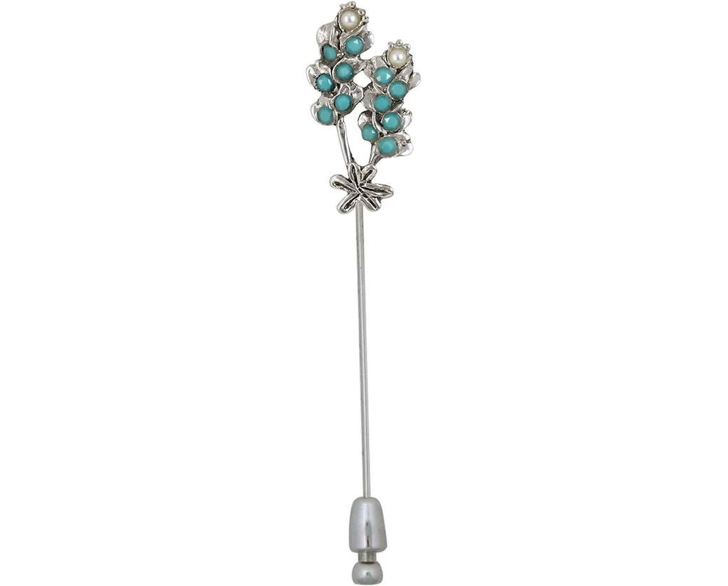 Bluebonnet Charms Bluebonnet Brooch Pin Sterling Silver Turquoise Bluebonnet Jewelry Bluebonnet jewelry