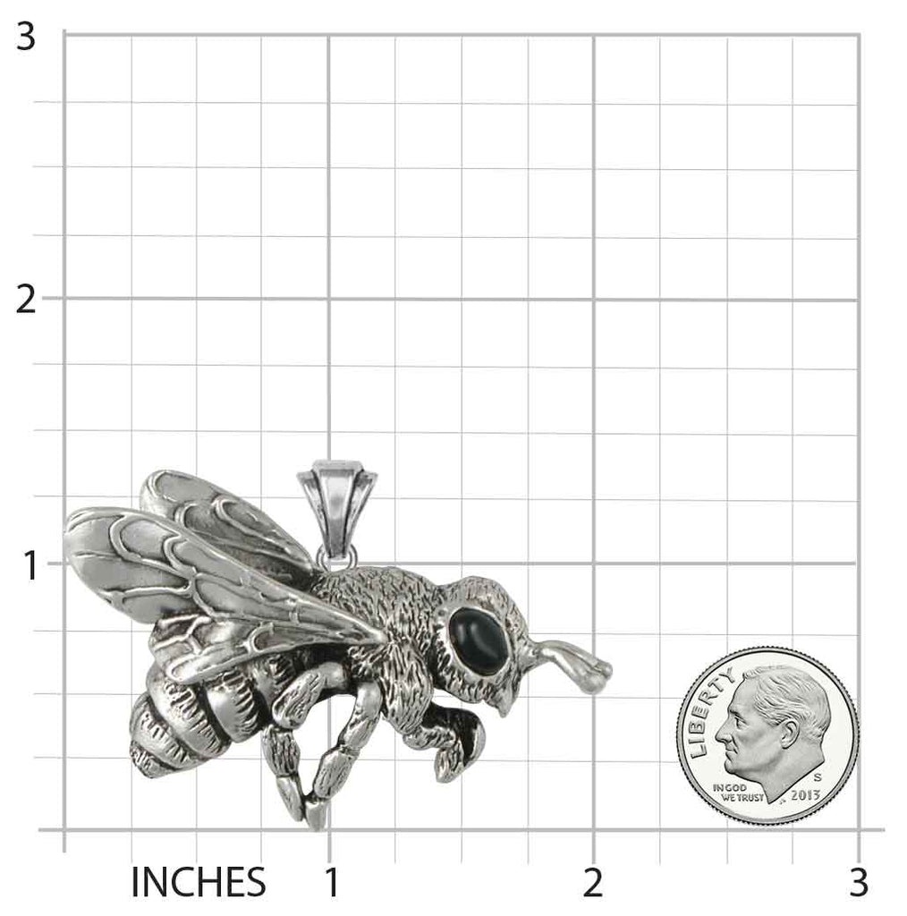 Honey Bee Pendant Jewelry Sterling Silver Handmade Honeybee Pendant BEE1-P