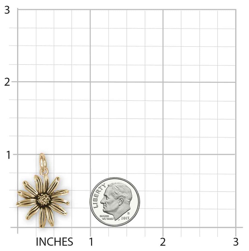 Black Eyed Susan Charm Jewelry 14k Gold Vermeil Handmade Flower Charm BES1-Cvm