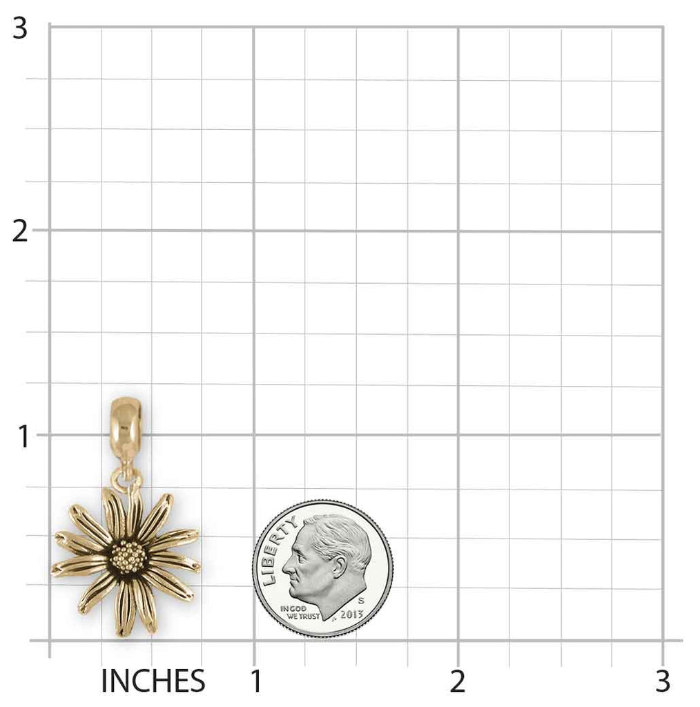 Black Eyed Susan Slide Charm Jewelry 14k Gold Vermeil Compatible With Pandora Bracelet BES1-PNSvm