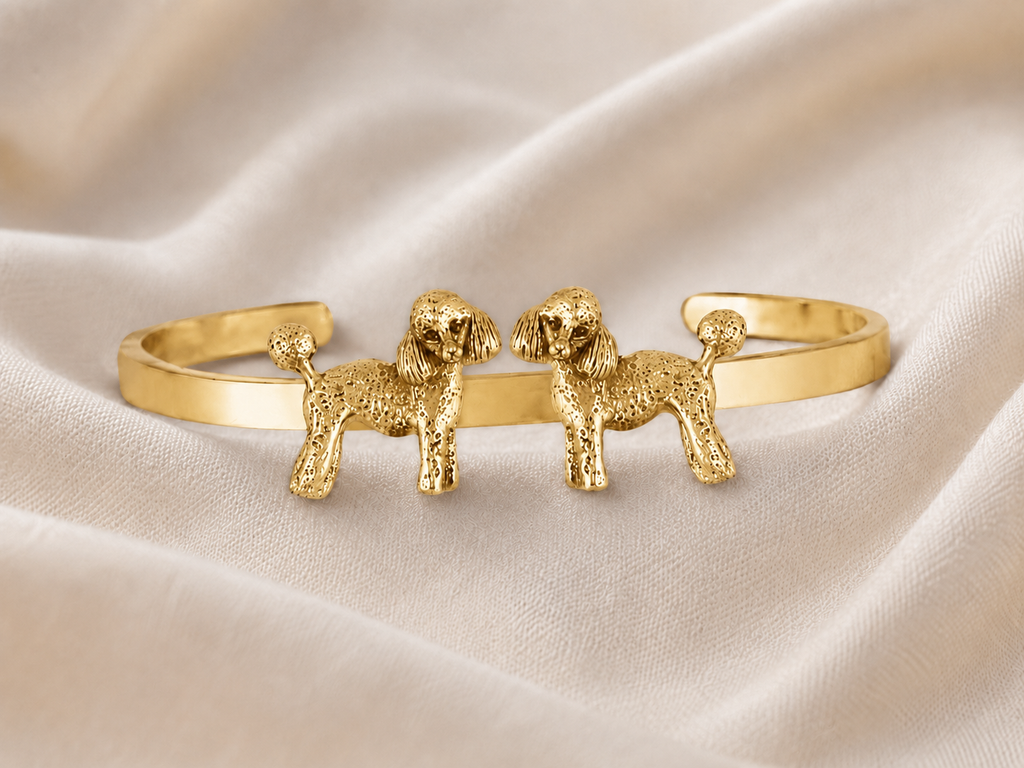 Poodle Link Bracelet in 14K Yellow Gold Vermeil, Handmade Poodle Bracelet, Detailed Poodle Jewelry, Poodle Owner Gift PD55-2CBvm