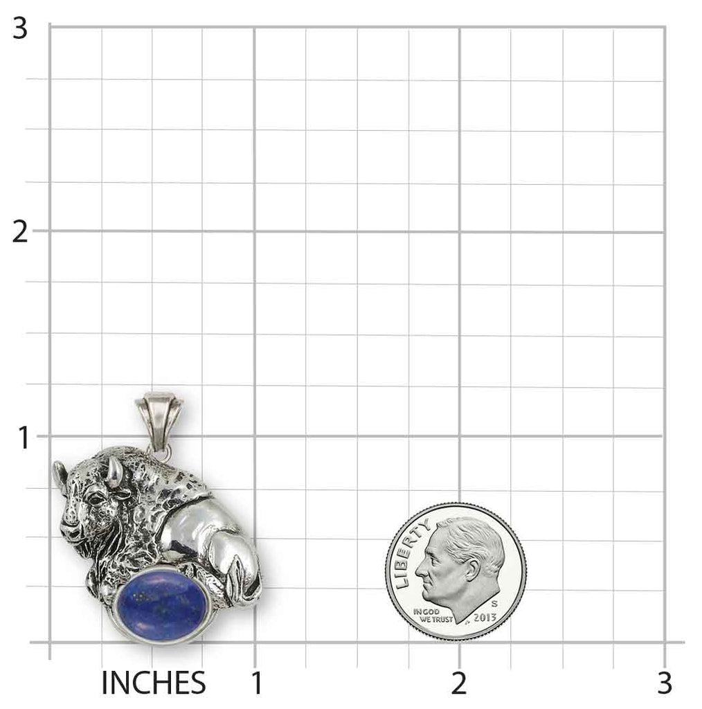 Bison Pendant Sterling Silver Handmade Buffalo Jewelry  BI12-PLA